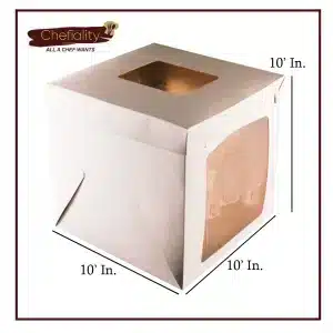 Silver Cake Box 10 X 10 X 8.1 Inch with 3 Sided Transparent Windows – Bake  House - The Baking Treasure