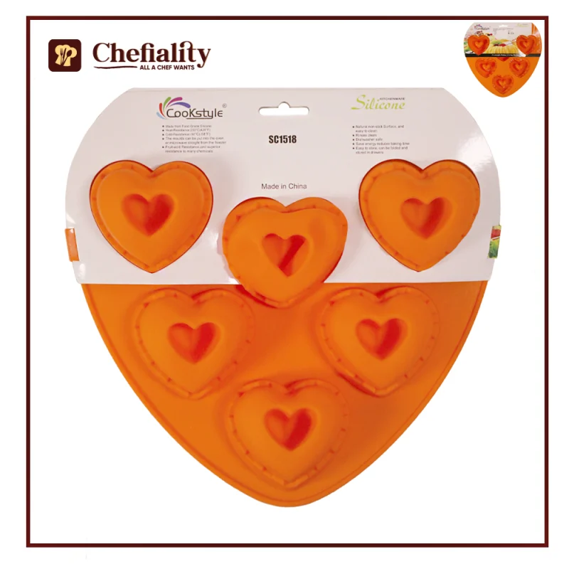 Silicon Heart Mold 6 Cavity