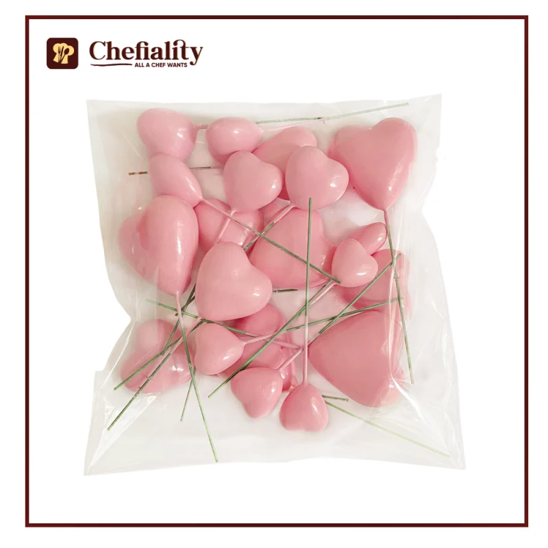Faux Balls Heart Pink 20 Pc's