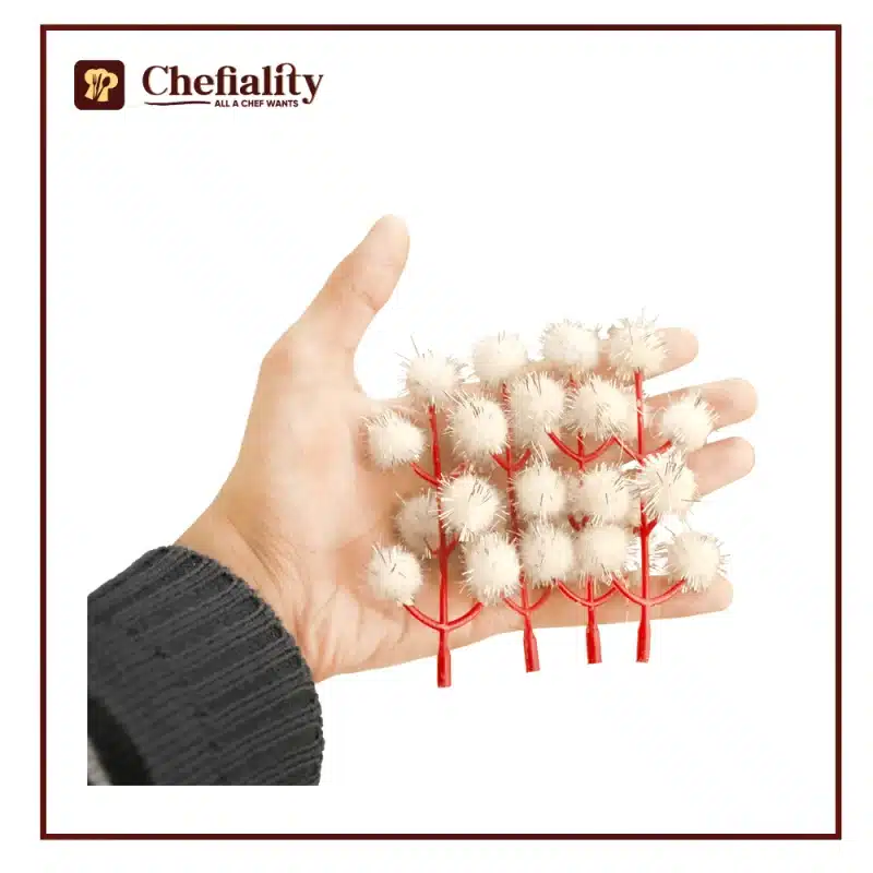 Decorating Siver Pom Poms 4 Sticks Pack