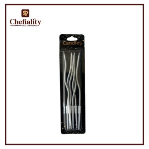 Candle Curved Silver 6Pcs